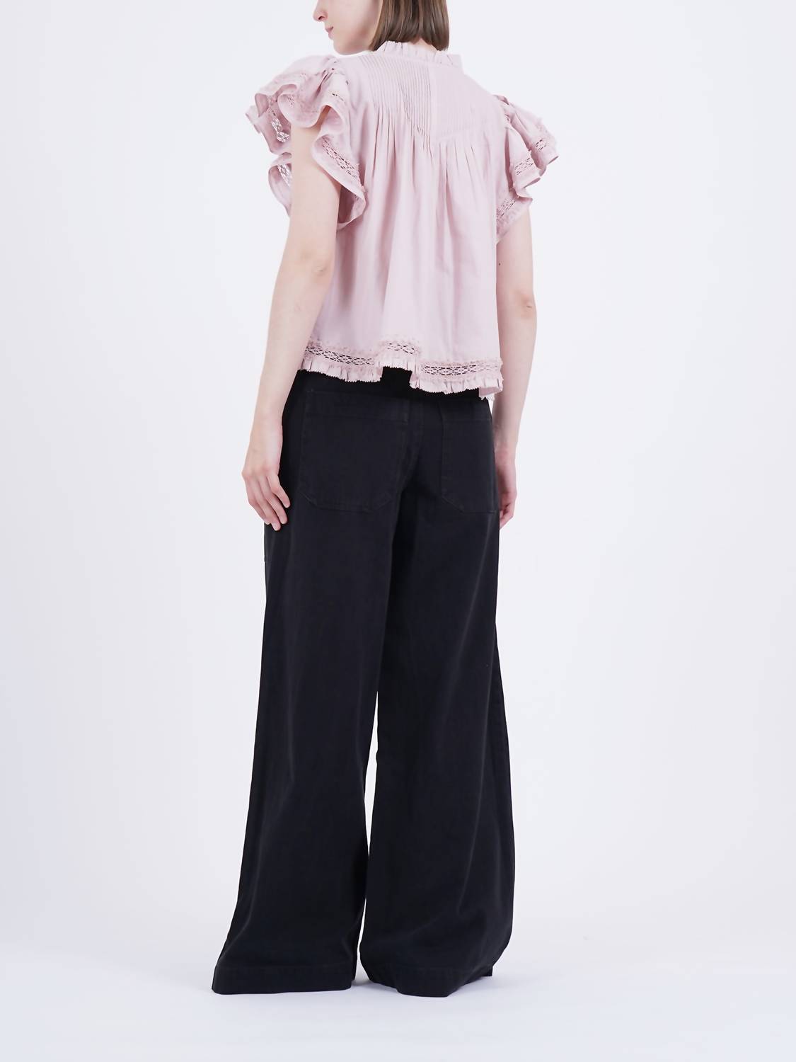 SEA Lilith Flutter Sleeve Top in blossom - women's blouse - alternate view
