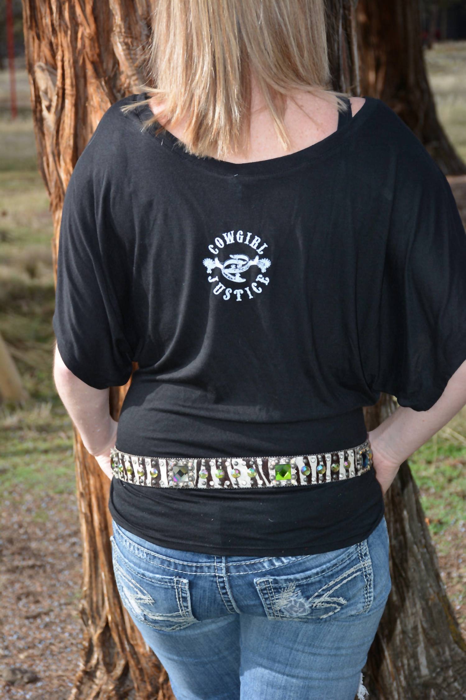 Cowgirl Justice Aztec Dolman Tee in black - women's t-shirt - view 4