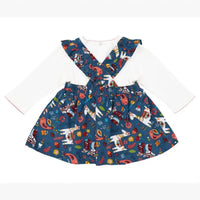 Petit Confection - Girl's Festive Printed Corduroy Set