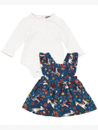 Petit Confection - Girl's Festive Printed Corduroy Set