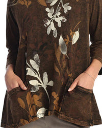 Jess & Jane - Verde Mineral Washed Patch Pocket Cotton Top - Plus