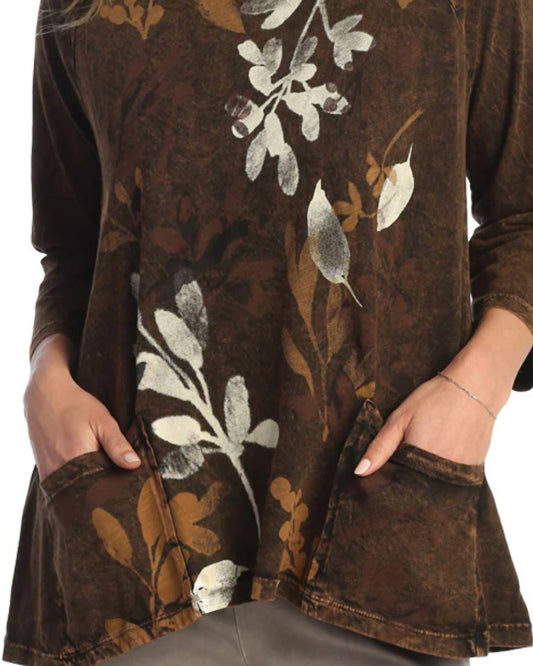 Jess & Jane - Verde Mineral Washed Patch Pocket Cotton Top - Plus