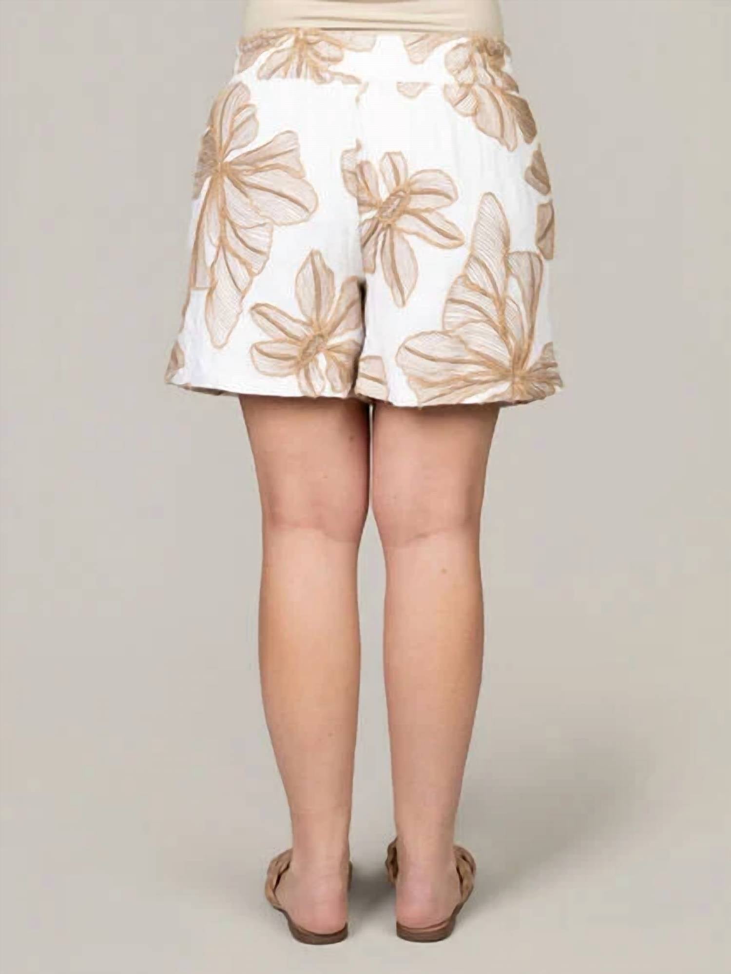 Tribal - Beaded Tie Embroidered Linen Shorts