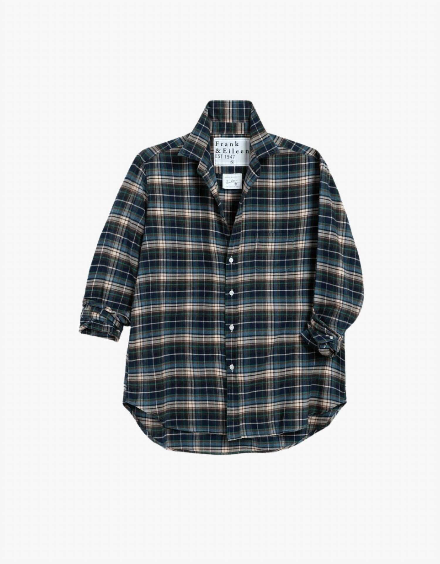 Frank & Eileen Eileen Relaxed Button Up Shirt in grey yellow blue plaid - women's shirt - view 4