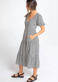 Lovestitch - Gingham Puff Sleeve Midi Dress