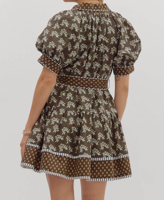 Entro - Belted Contrast Floral Mini Dress