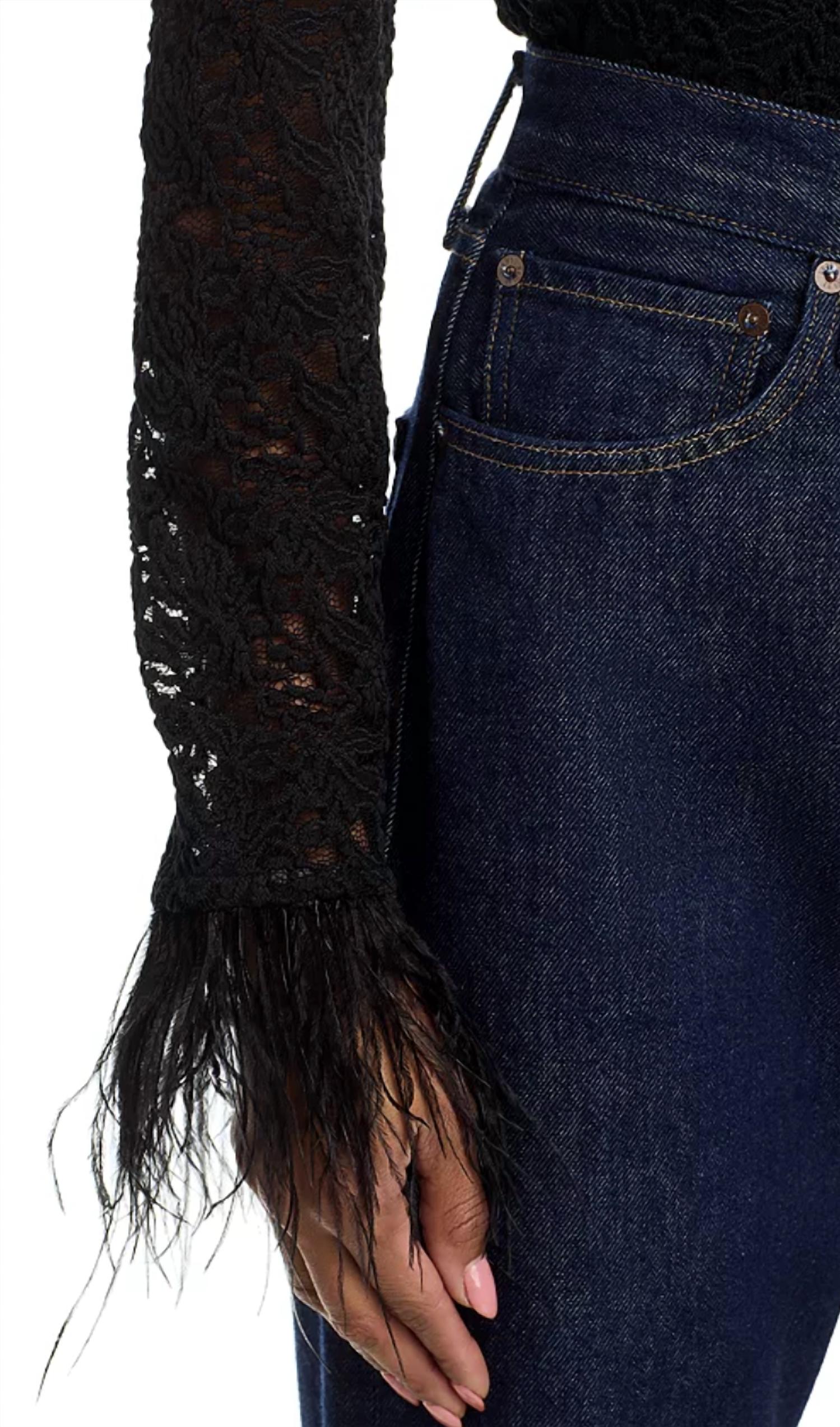 Aqua - Feather Lace Long Sleeve Top