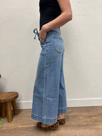 Vervet By Flying Monkey - High Rise Tie Waist Crop Palazzo Pants