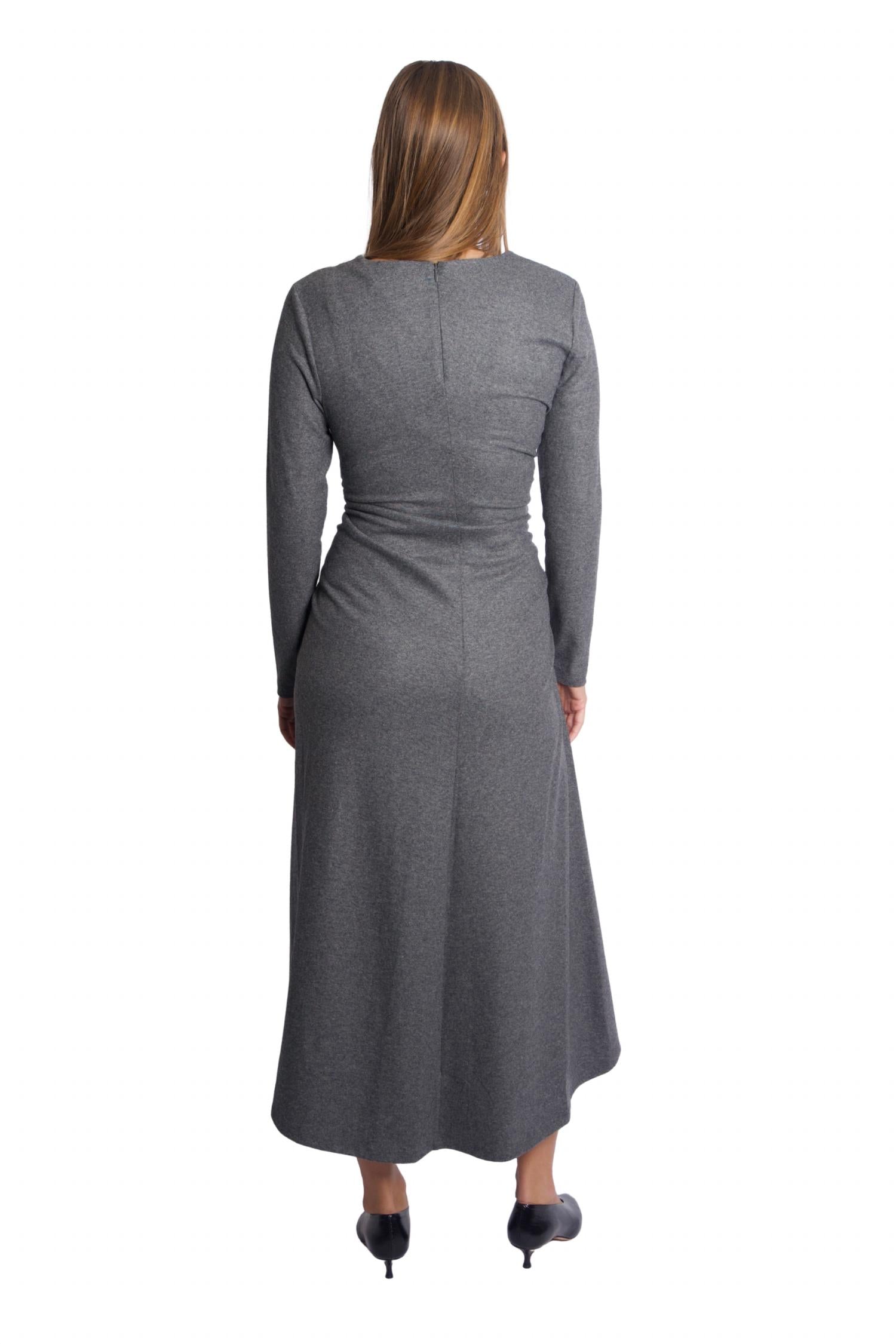 Veronica Beard Theodora Midi Dress in heather grey - women's dress - detail view