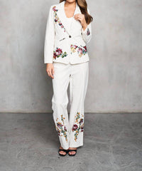 Paparazzi - Woven Yarn Dyed Embroided Pin Stripe Blazer