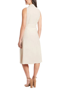 London Times - Sleeveless A-Line Belted Dress