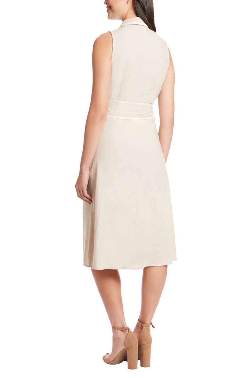 London Times - Sleeveless A-Line Belted Dress