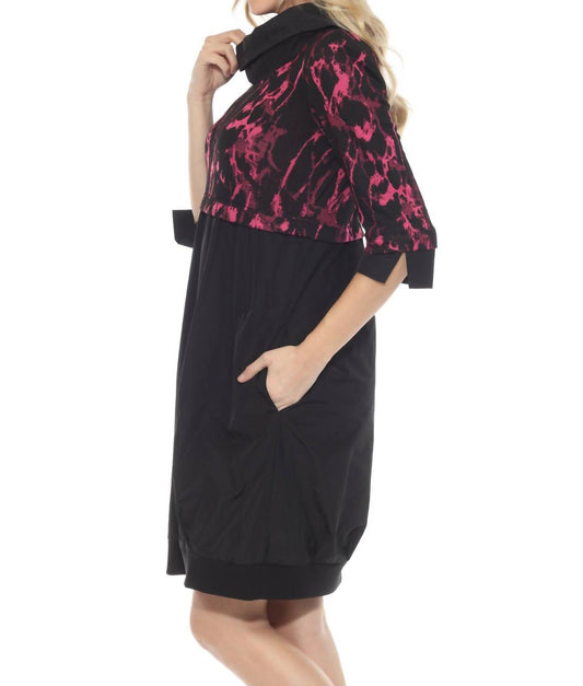 Joseph Ribkoff - Abstract Print Cowl Neck Cocoon Dress