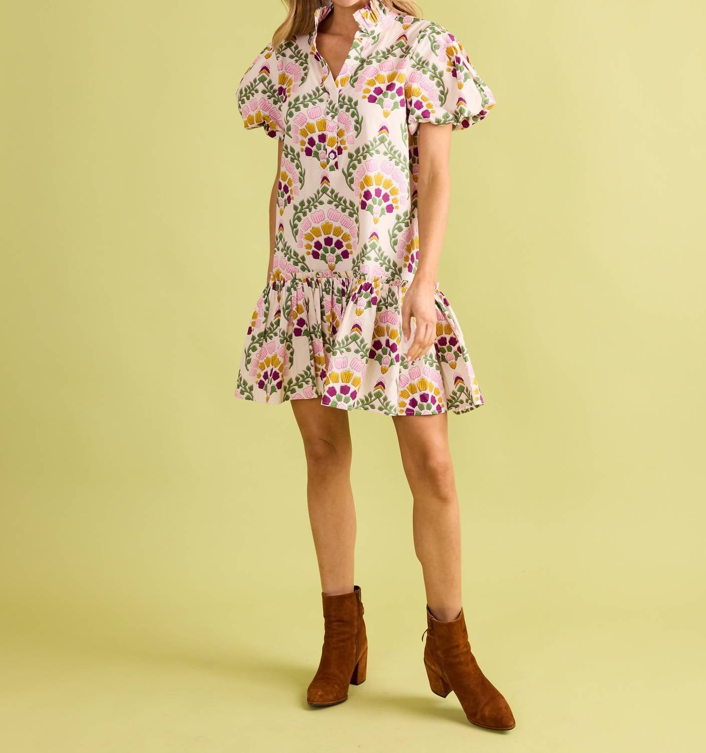 Double A Gia Mini Dress in botanique 1 - women's dress - alternate view