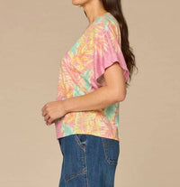 Democracy - Short Dolman Sleeve Scoop Neck Printed Top