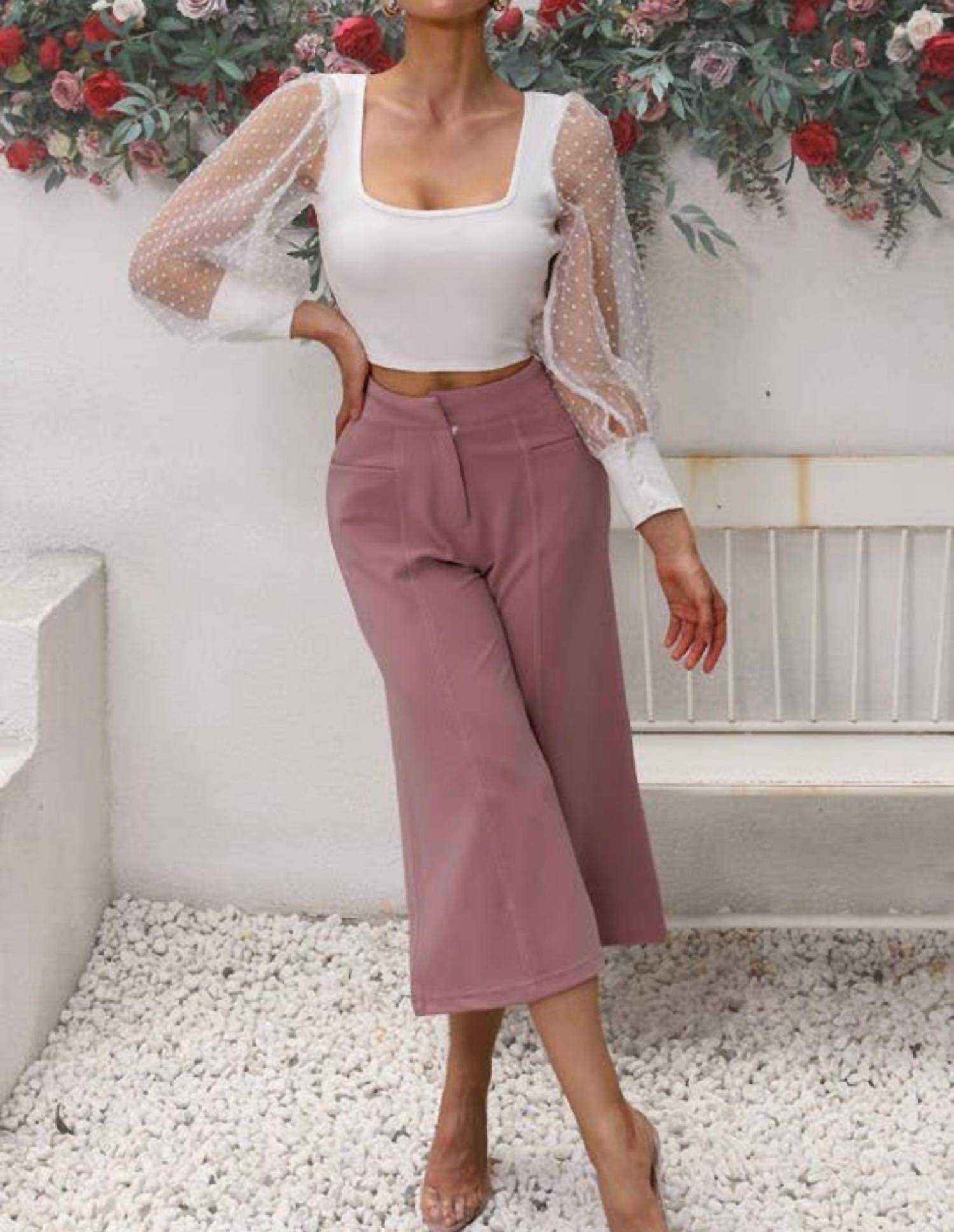 Ninexis - Swiss Dot Puff Sleeve Top