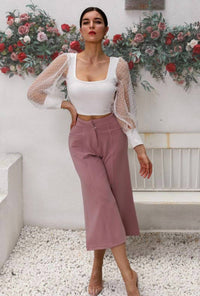 Ninexis - Swiss Dot Puff Sleeve Top