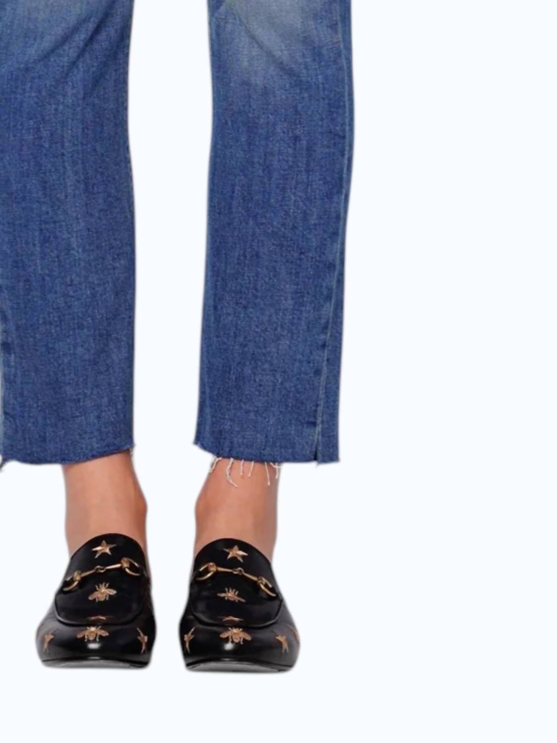 BLACK ORCHID Bardot Straight Fray Jean in medium blue - women's jeans - detail view