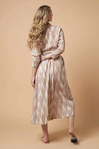 Guadalupe Design Women's Luciana Ikat Dress in khaki - women's dress - detail view