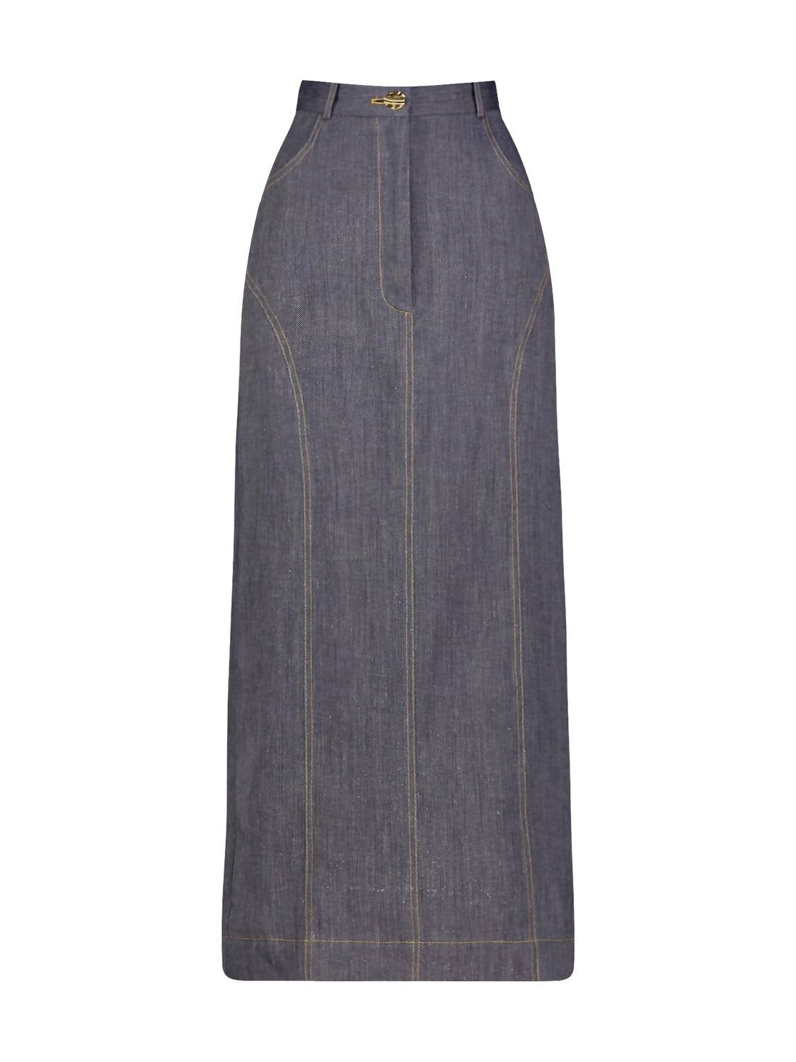 Matthew Bruch - Denim Pencil Midi Skirt