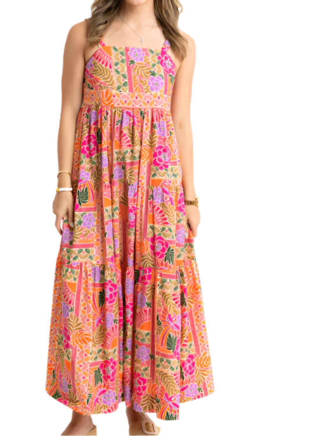 Karlie - Toucan Scarf Tier Maxi Dress