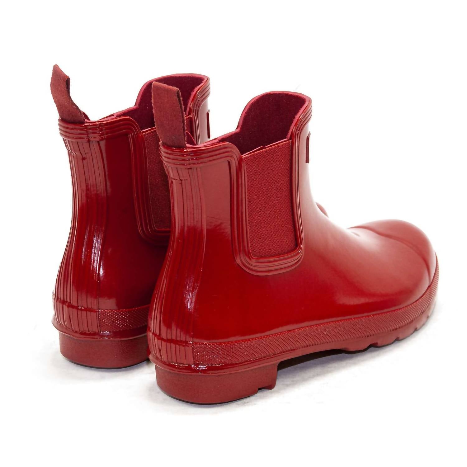 HUNTER Women's Original Gloss Chelsea Boots in military red - women's shoe - alternate view