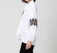 Joseph Ribkoff - Tie Front Embroidered Blouse With Cami