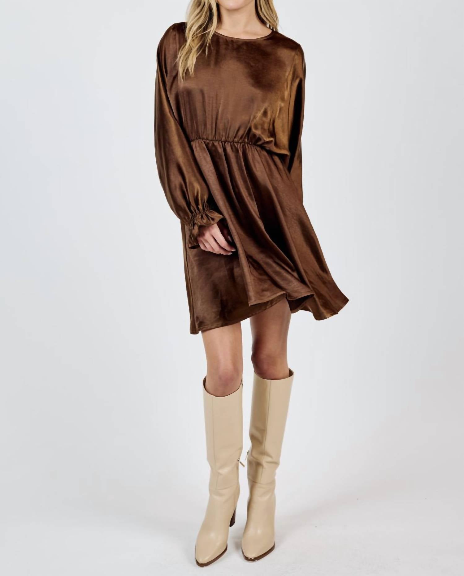 Sadie & Sage - WARM TEA DOLMAN SLEEVE MINI DRESS