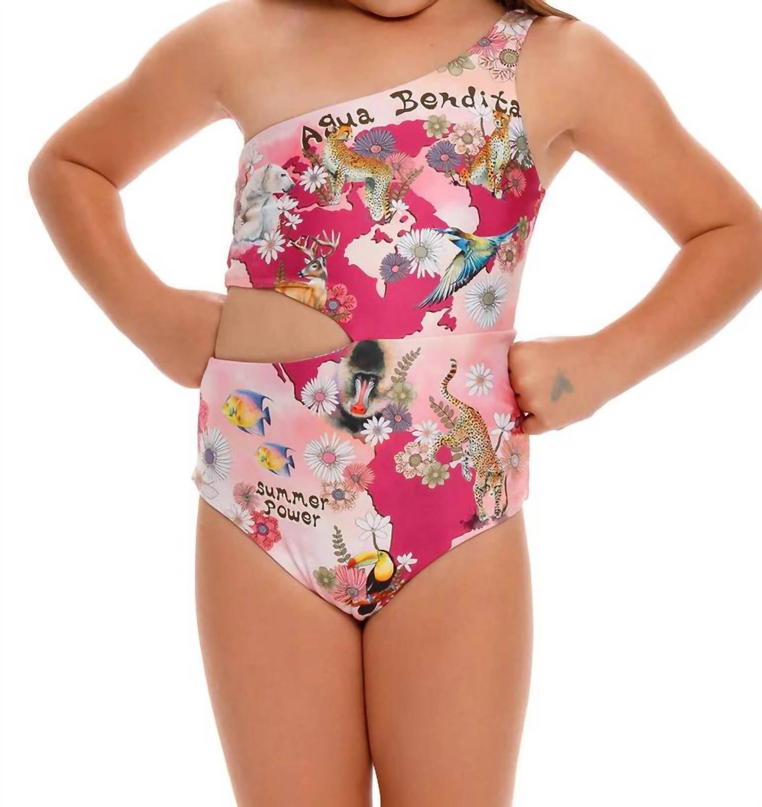 AGUA BENDITA Girls' Savanna Java One Piece in pink - kids' item