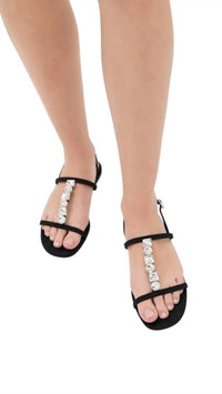 Larroude Women's Calypso Flat Sandals in black - women's sandal - view 5