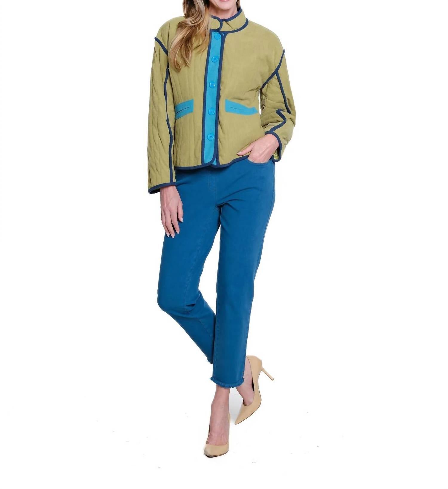 Multiples - Quilted Contrast Trim Jacket
