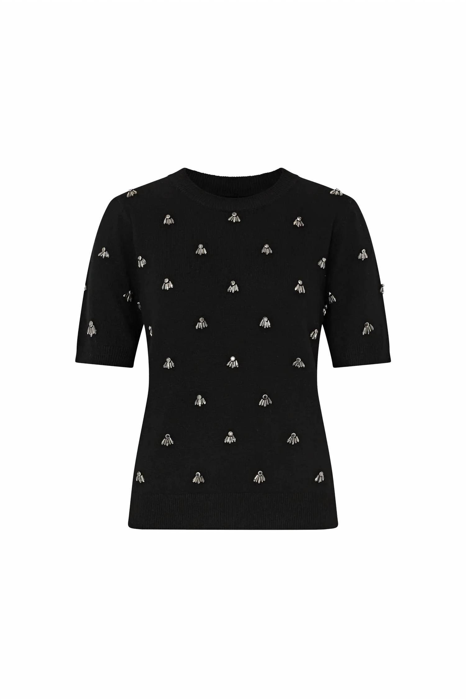 Milly - Rosalyn Rhinestone Crewneck Top