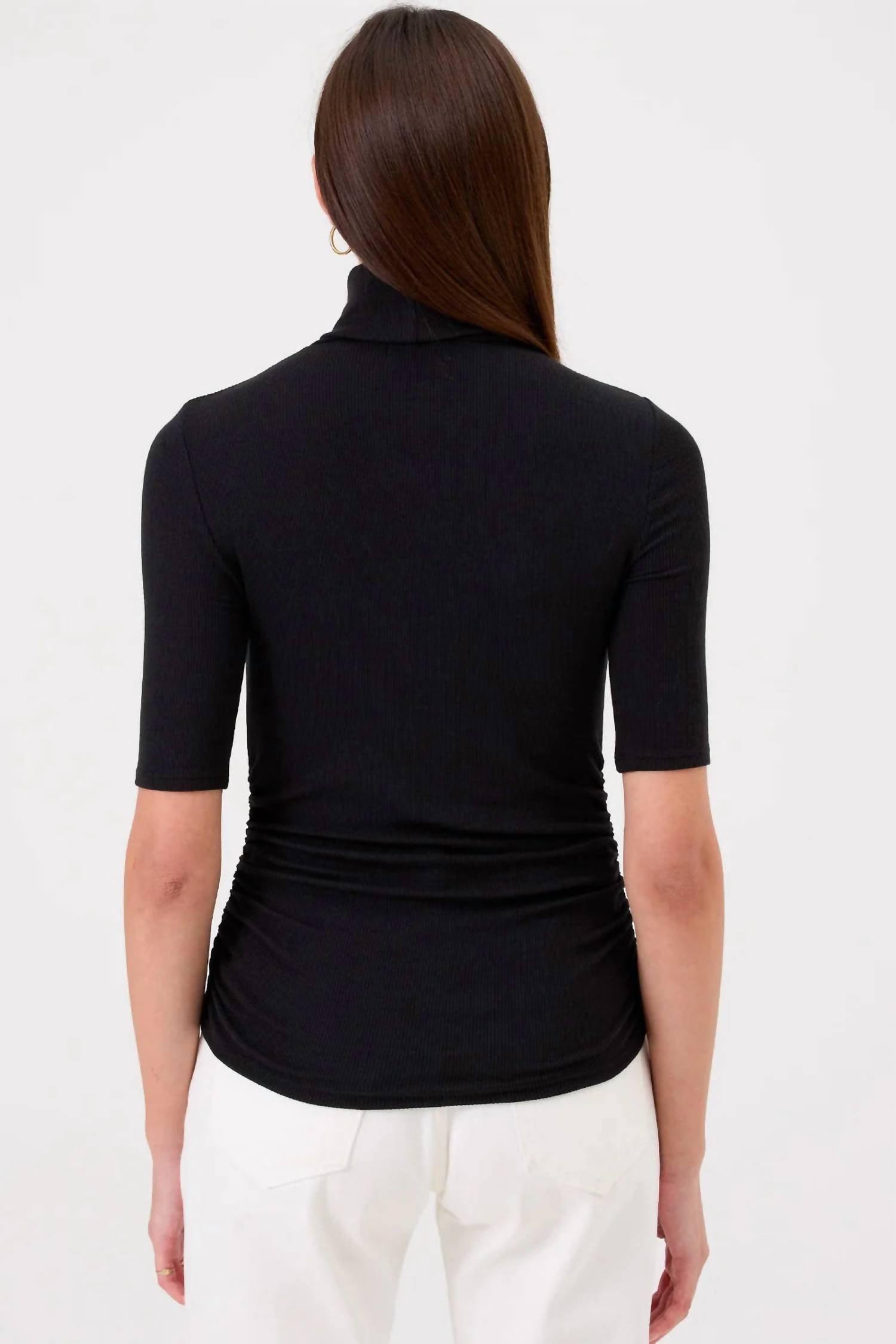 Goldie - Half Sleeve Turtleneck Top With Ruching