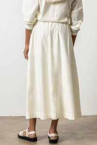 Lilla P - Poplin Button Front Midi Skirt
