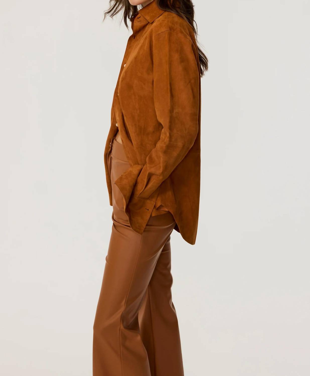 Toccin - Kali Faux Suede Boyfriend Shirt