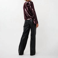Esqualo - Fylla Flared Sleeve Sequin Top