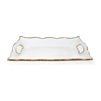 Vivience - Large Rectangular Glass Tray With Handles And Rim