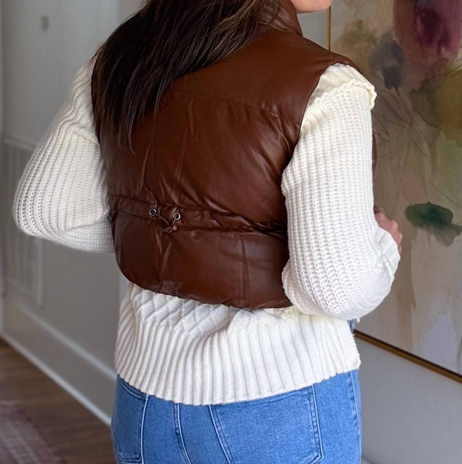 Double Zero Fireside Zip Up Puffer Vest in brown - women's jacket - view 4