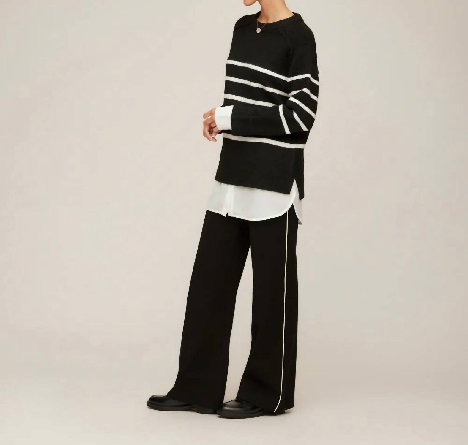 Karen Kane - Contrast Piped Wide Leg Pant