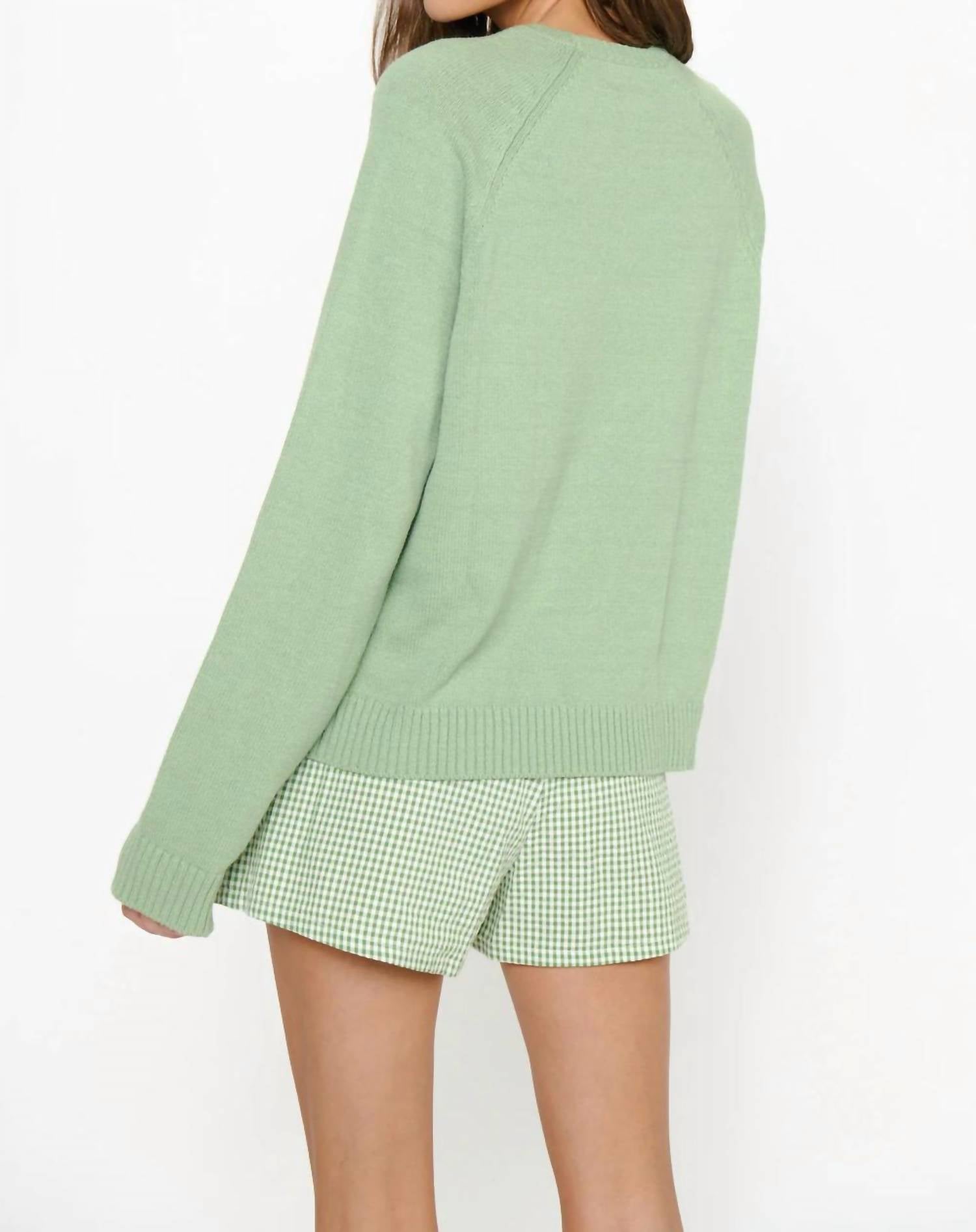 Show Me Your Mumu Off Duty Sweater in cameo green - women's sweater - detail view