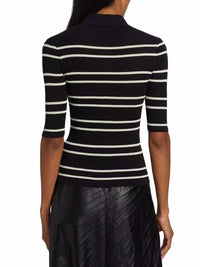 A.L.C. - Striped Cotton Knit Polo Shirt