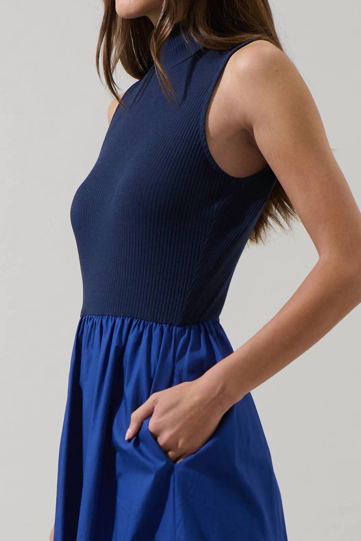 SUGARLIPS Grady Sleeveless Midi Dress in navy - women's dress - view 4