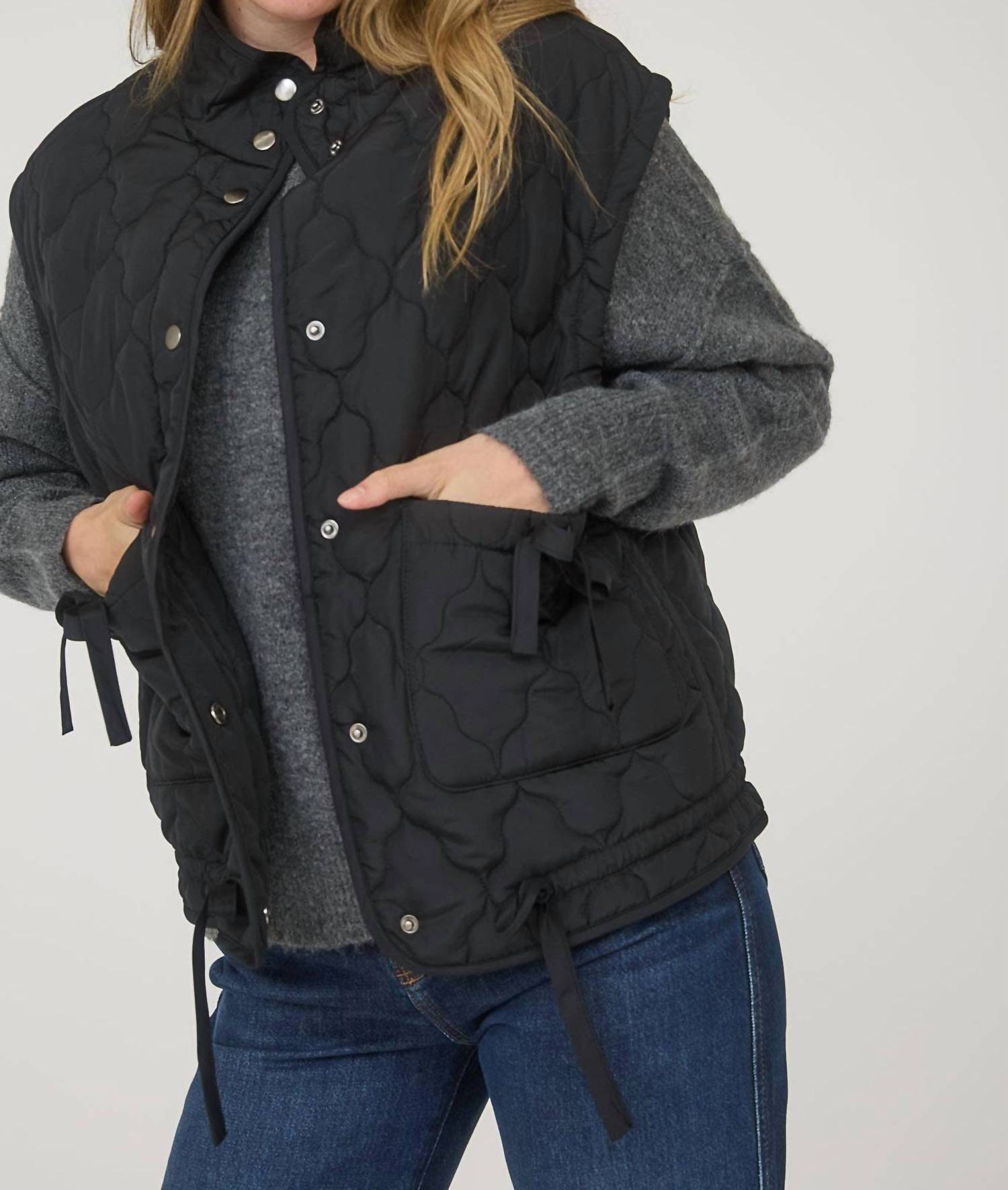 Blu Pepper - Quilted Puffer Vest With Snaps