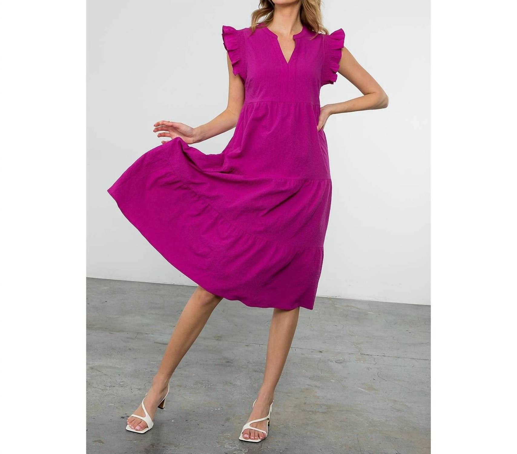 Thml - Ruffle Sleeve Tiered Midi Dress