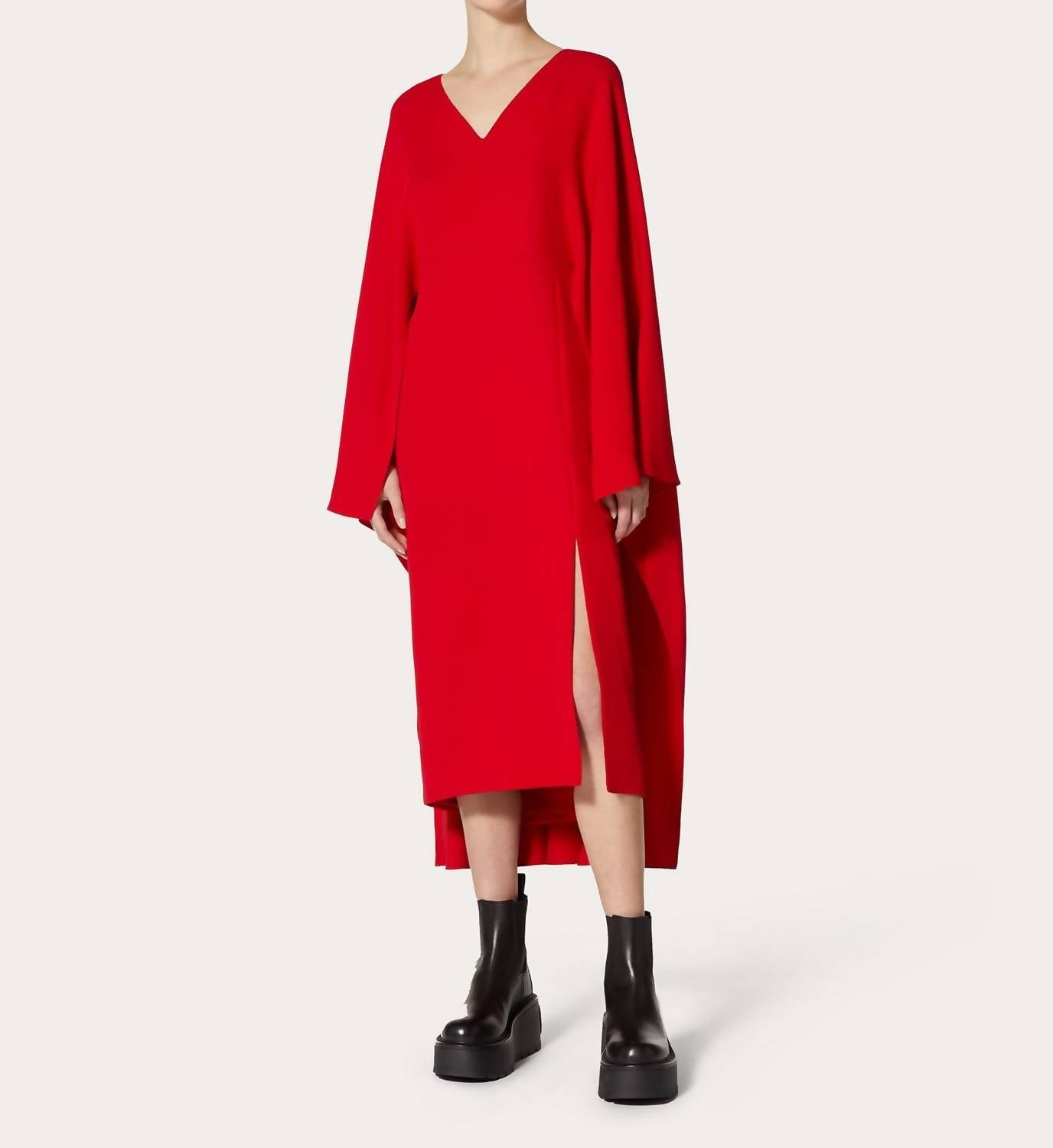 Valentino - Cady Silk Dress With Cape