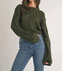 Klesis - Crewneck Balloon Sleeve Cropped Knit Sweater