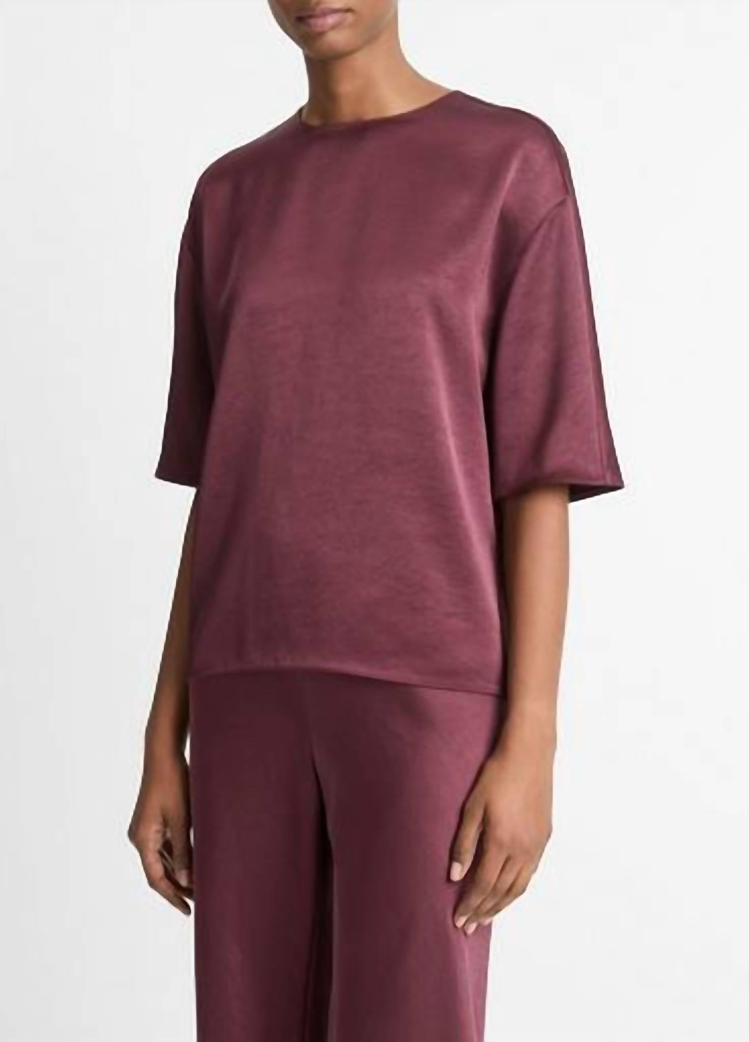 Vince - Fluid Satin Short Sleeve Blouse