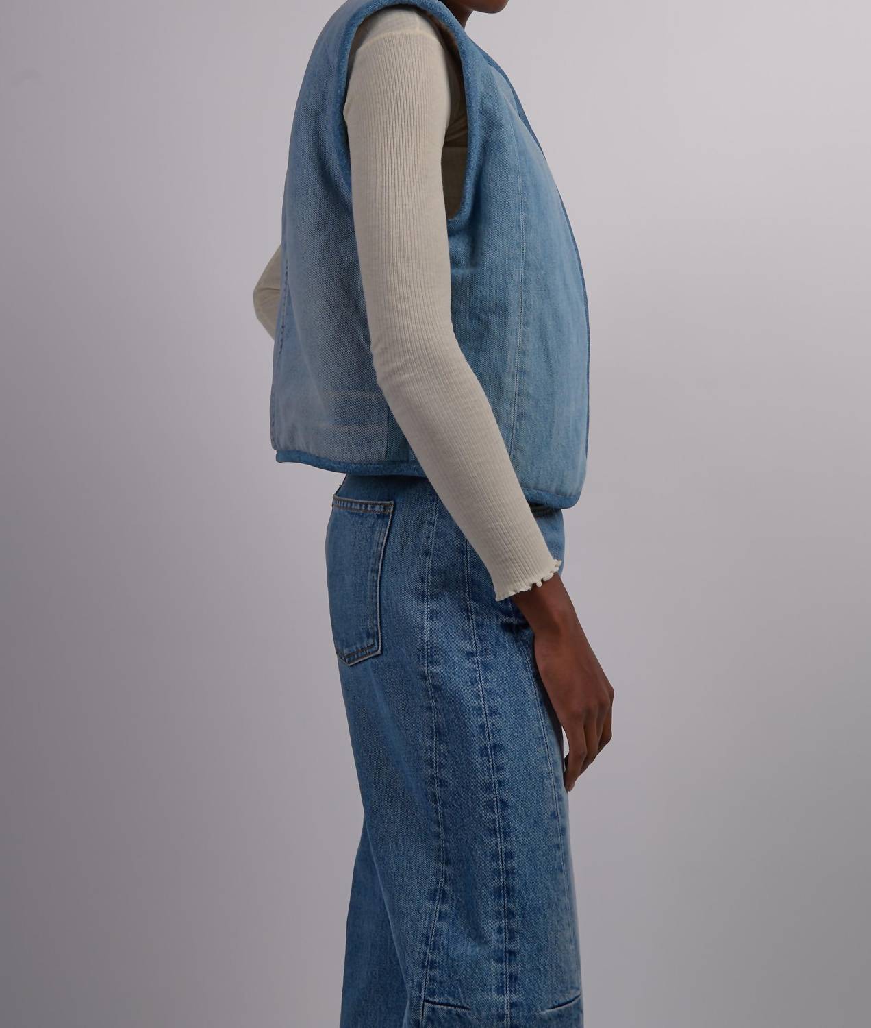 B Sides - Reversible Reworked Vintage Denim And Sherpa Vest
