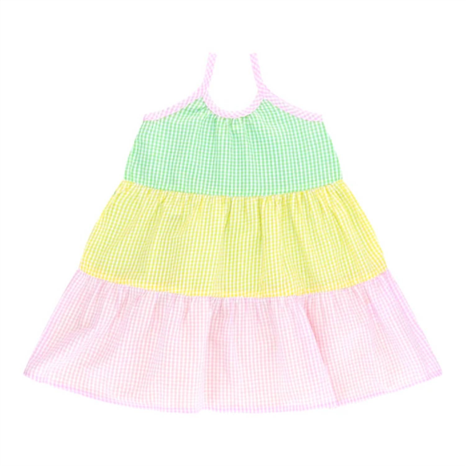 Cos I Said So - Girl's Patchwork Vichy Paneled Dress