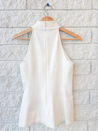 Veronica Beard Johanne Sleeveless Mock Neck Top in dove - women's blouse - alternate view